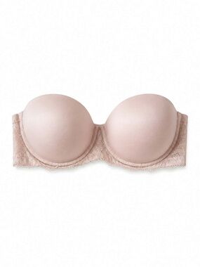 Deesse Lingerie Strapless Padded Lace Balconette Bra Light Nude – Size 38DDD GUC
